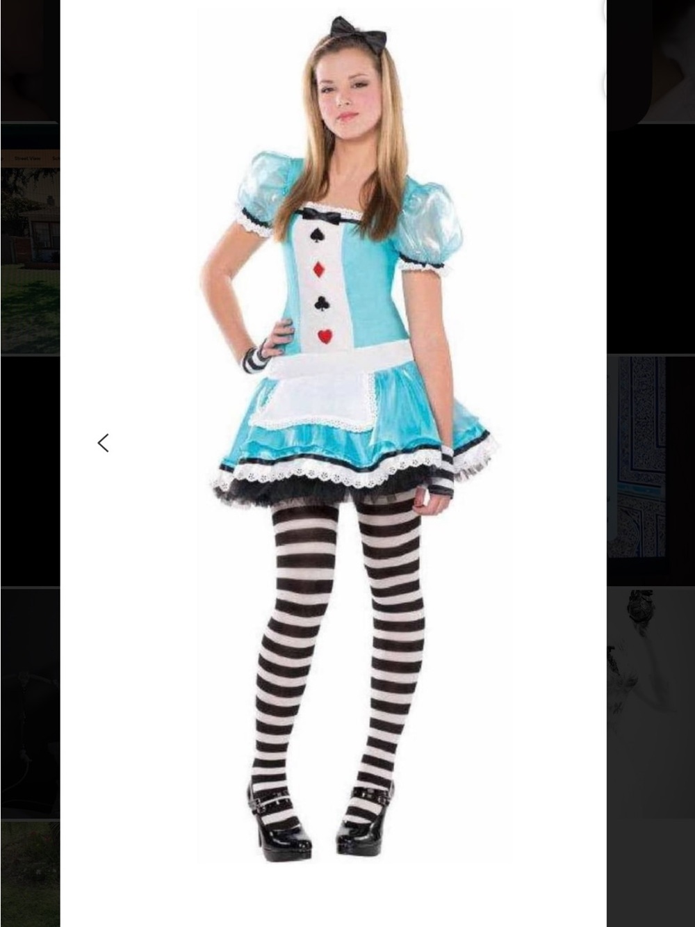 Blue Card-Suit Alice-Style Kids Halloween Costume with Apron